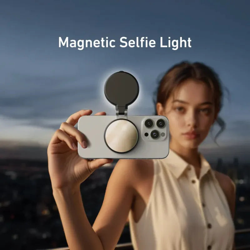 Magnetic Fill Light Mini Selfie Ring Fill Light 3 Modes with Mirror Light Universal for Smartphone Iphone Android