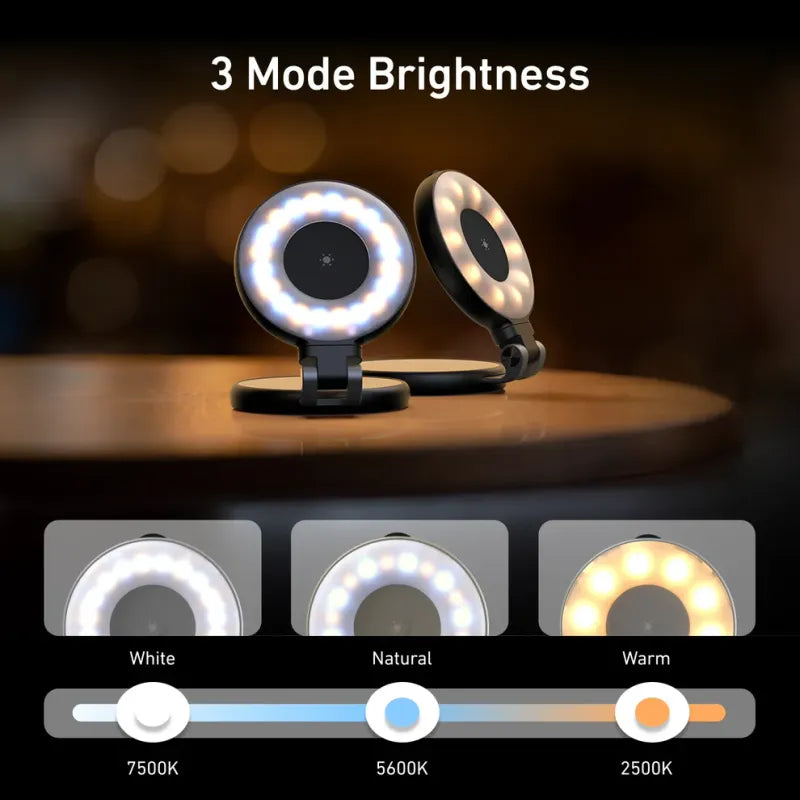 Magnetic Fill Light Mini Selfie Ring Fill Light 3 Modes with Mirror Light Universal for Smartphone Iphone Android